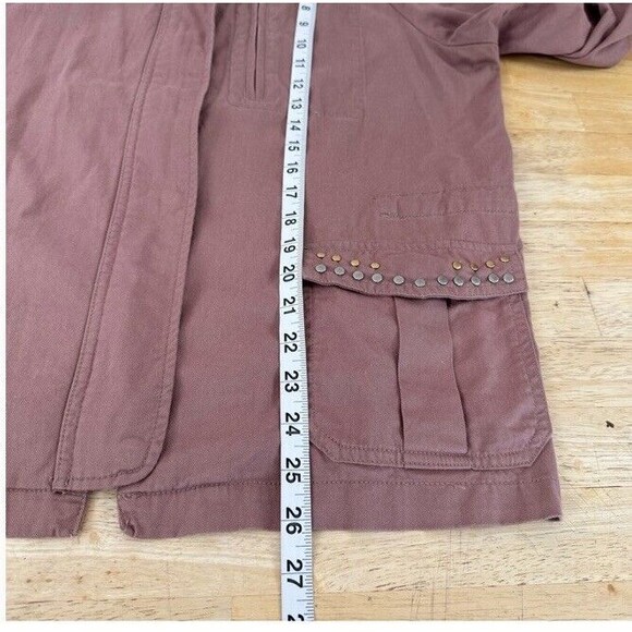 BACCINI Jacket Large Lightweight Cotton Pink Mauve Studded Cinched Waist Large - Picture 9 of 9